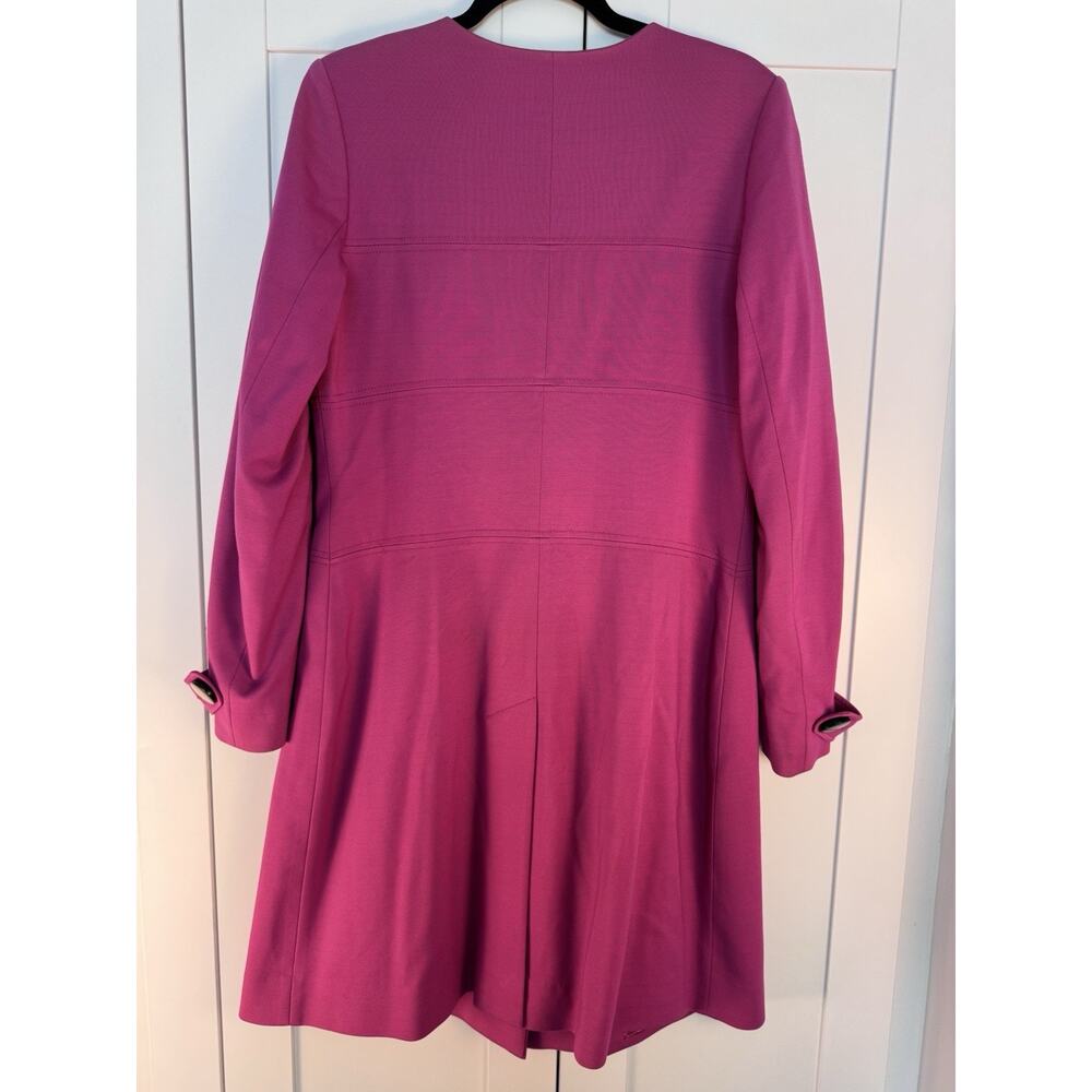 Trina Turk Fuchsia Trench Coat Size 12 Double Breasted Designer Statement - Picture 5 of 14